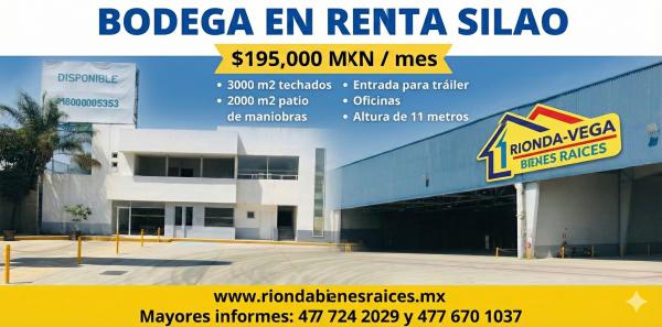 Bodega de 5000 m2 en renta en Silao 